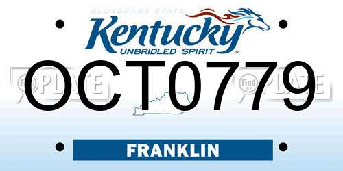 OCT0779 Kentucky License Plate