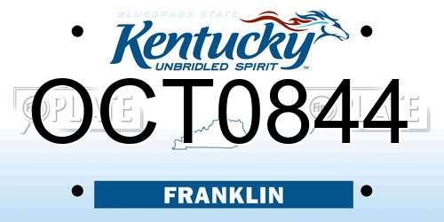 OCT0844 Kentucky License Plate