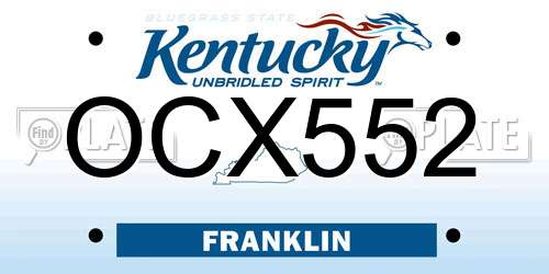 OCX552 Kentucky License Plate