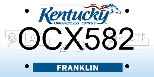 OCX582 Kentucky License Plate