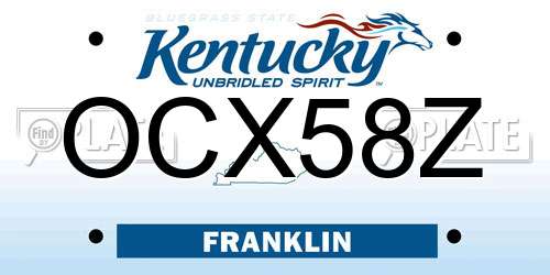 OCX58Z Kentucky License Plate