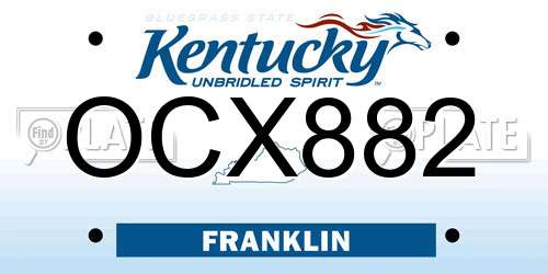 OCX882 Kentucky License Plate