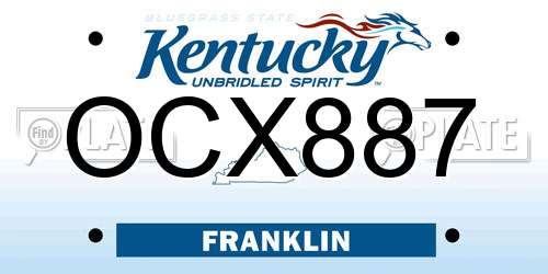 OCX887 Kentucky License Plate