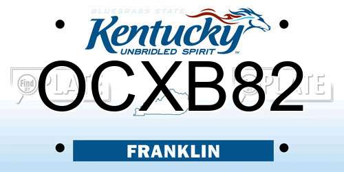 OCXB82 Kentucky License Plate