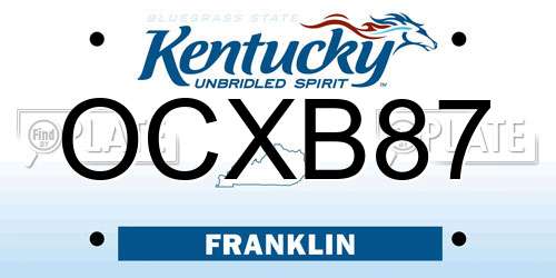 OCXB87 Kentucky License Plate