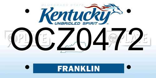 OCZ0472 Kentucky License Plate