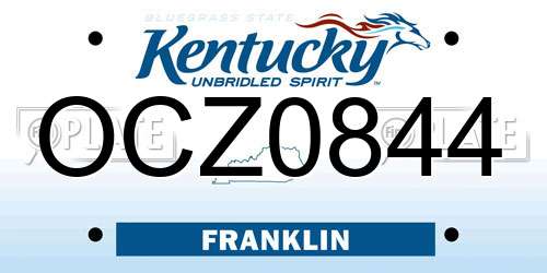 OCZ0844 Kentucky License Plate