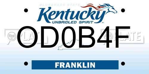 OD0B4F Kentucky License Plate