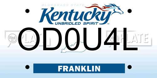 OD0U4L Kentucky License Plate