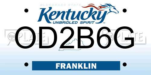 OD2B6G Kentucky License Plate