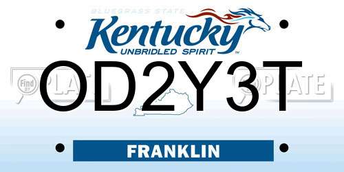 OD2Y3T Kentucky License Plate