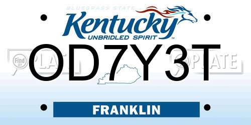 OD7Y3T Kentucky License Plate