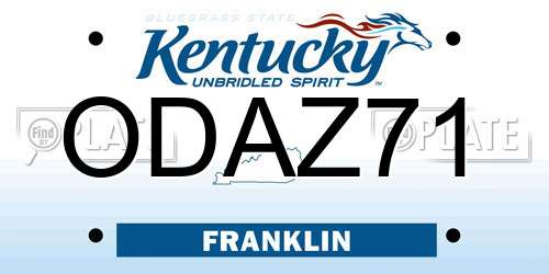 ODAZ71 Kentucky License Plate