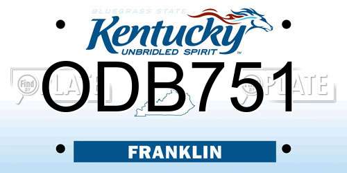 ODB751 Kentucky License Plate
