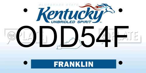 ODD54F Kentucky License Plate
