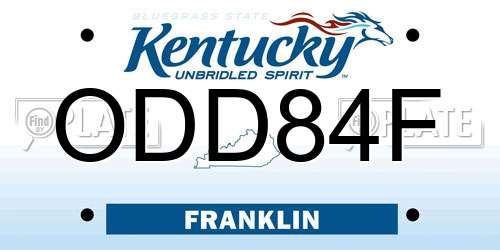 ODD84F Kentucky License Plate