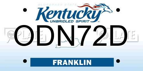 ODN72D Kentucky License Plate