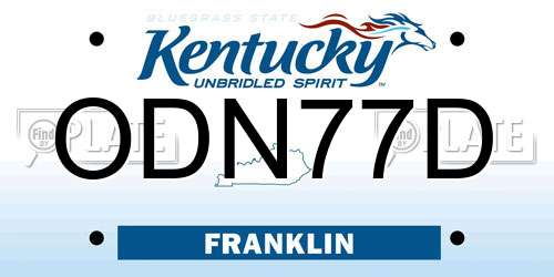ODN77D Kentucky License Plate