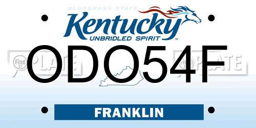 ODO54F Kentucky License Plate