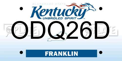 ODQ26D Kentucky License Plate