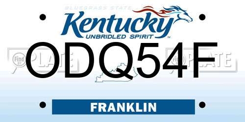 ODQ54F Kentucky License Plate