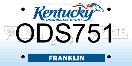ODS751 Kentucky License Plate
