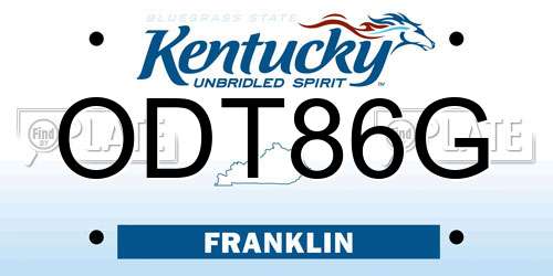 ODT86G Kentucky License Plate
