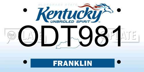 ODT981 Kentucky License Plate