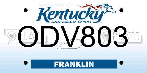 ODV803 Kentucky License Plate