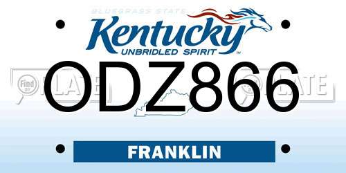ODZ866 Kentucky License Plate