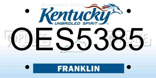 OES5385 Kentucky License Plate