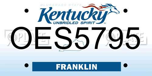 OES5795 Kentucky License Plate