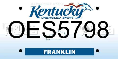 OES5798 Kentucky License Plate