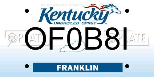 OF0B8I Kentucky License Plate