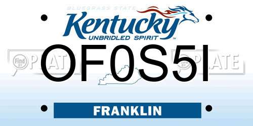 OF0S5I Kentucky License Plate