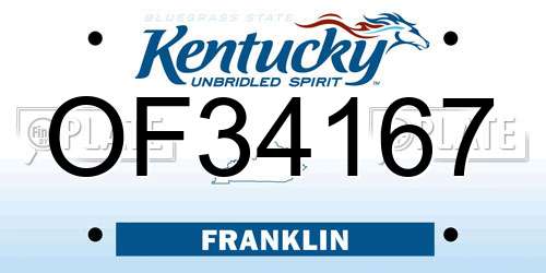 OF34167 Kentucky License Plate