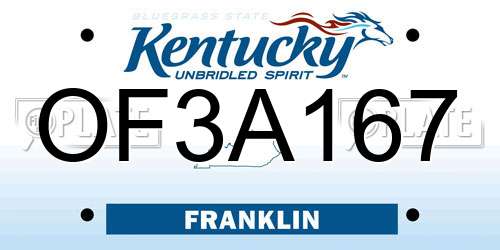 OF3A167 Kentucky License Plate