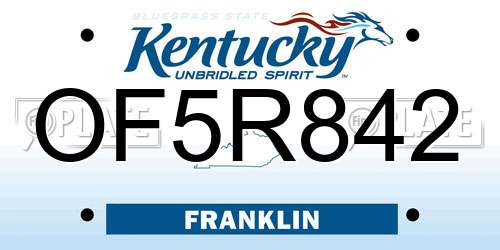 OF5R842 Kentucky License Plate