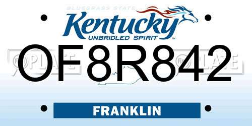 OF8R842 Kentucky License Plate