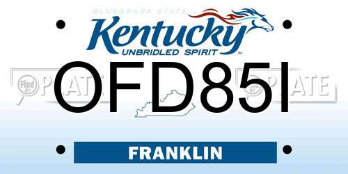 OFD85I Kentucky License Plate