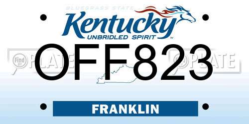 OFF823 Kentucky License Plate