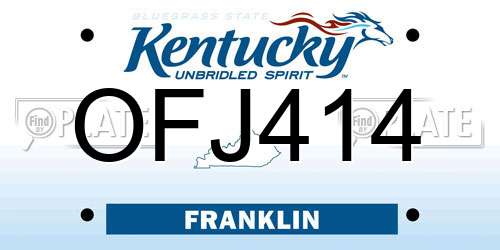 OFJ414 Kentucky License Plate