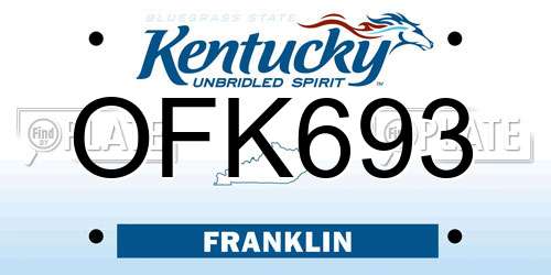 OFK693 Kentucky License Plate