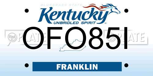 OFO85I Kentucky License Plate