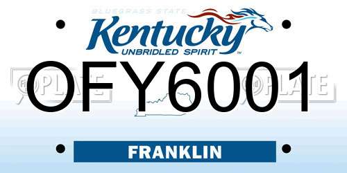 OFY6001 Kentucky License Plate