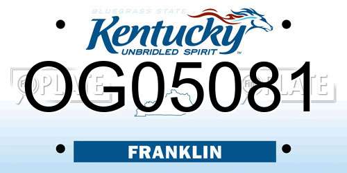 OG05081 Kentucky License Plate