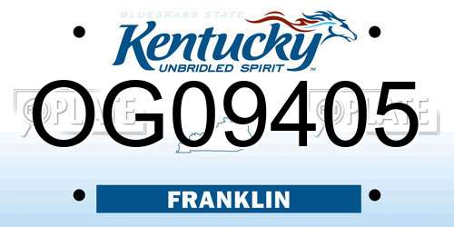 OG09405 Kentucky License Plate