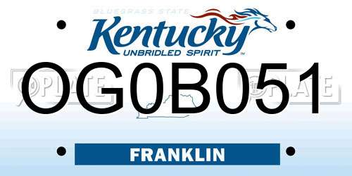 OG0B051 Kentucky License Plate
