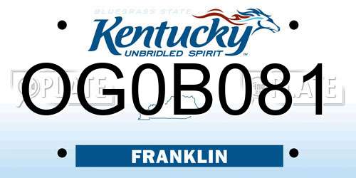 OG0B081 Kentucky License Plate