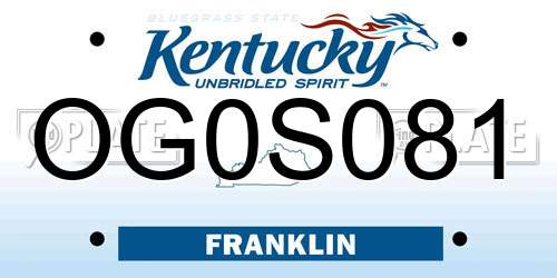 OG0S081 Kentucky License Plate